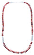 Genuine Sterling Silver Navajo Red Oyster Shell Bead Necklace RX102210